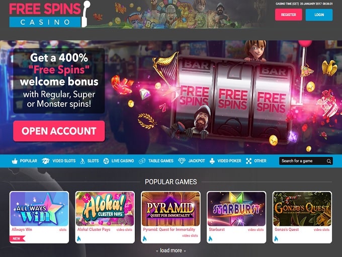 Free Spins Casino - Get free spins on every deposit!